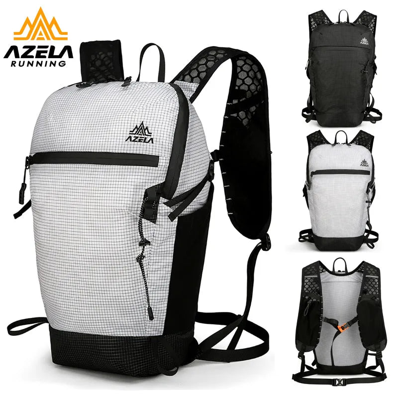AZELA Grid Pattern Lightweight Hiking Backpack with breathable mesh back, Black colour, outdoor use