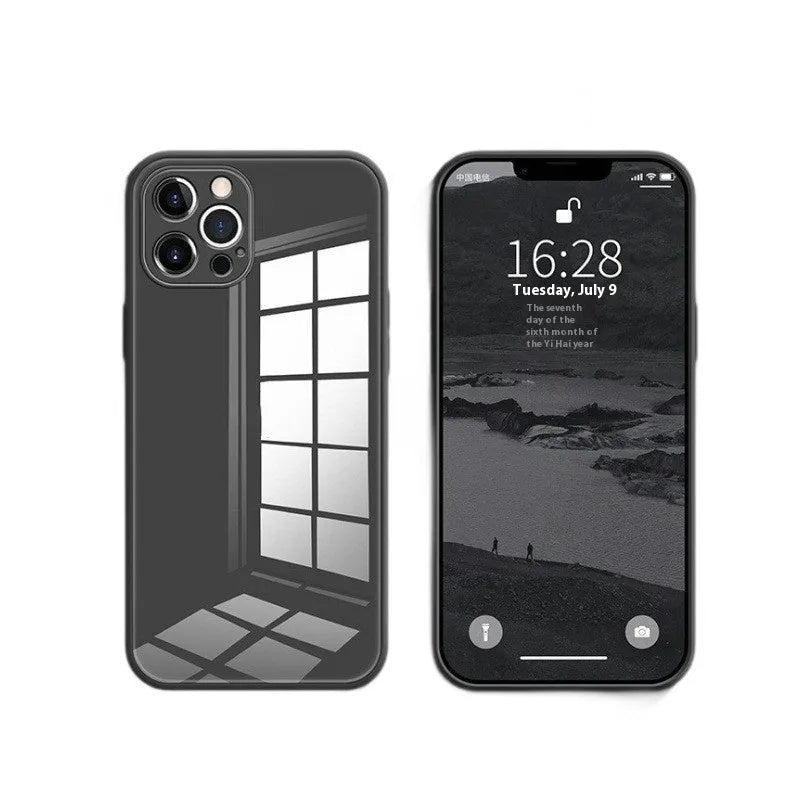 White tempered glass drop-resistant phone case with simple painting finish for iPhone 11 to 15 series