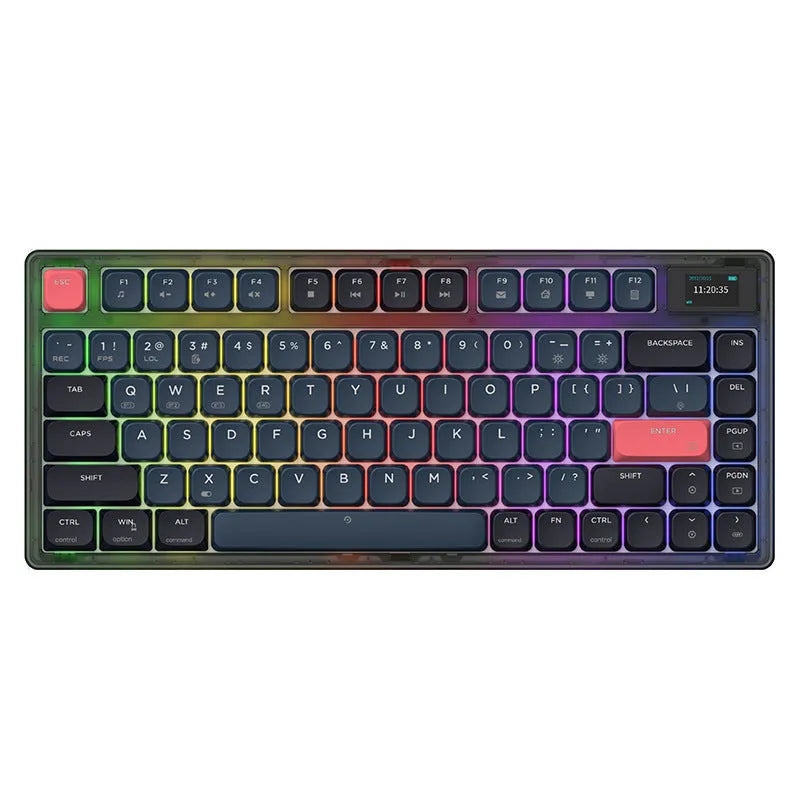 Ajazz AK832PRO three-mode mechanical keyboard in green or tea colour with compact 81-key layout
