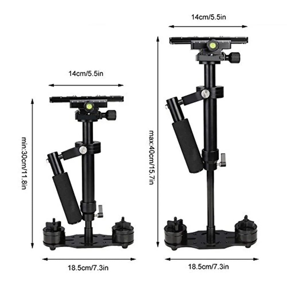 Black aluminium alloy S40 S60 handheld camera stabilizer with adjustable height mechanism