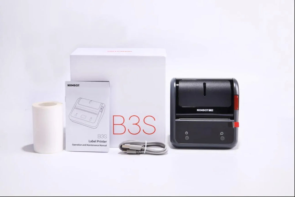 B3S Commercial Smart Label Printer in grey ABS+PC, 203dpi thermal printing, Bluetooth, 116x110x58mm