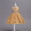 Baby girl A-line satin dress in rose red colour with structured collar and short sleeves