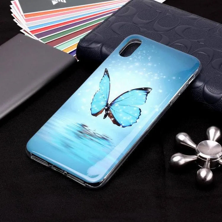 Luminous cartoon butterfly phone case for iPhone with glow-in-the-dark properties