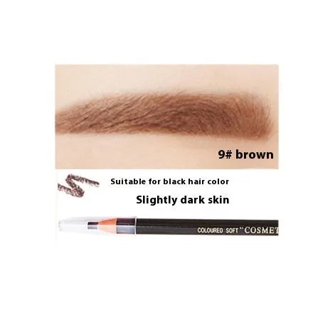 Brown microblading eyebrow pen 2.8G with soft coloured paper roll, crayon core, and protective cap