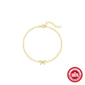 Gold tone S925 sterling silver bracelet with heart charm and clip chain closure