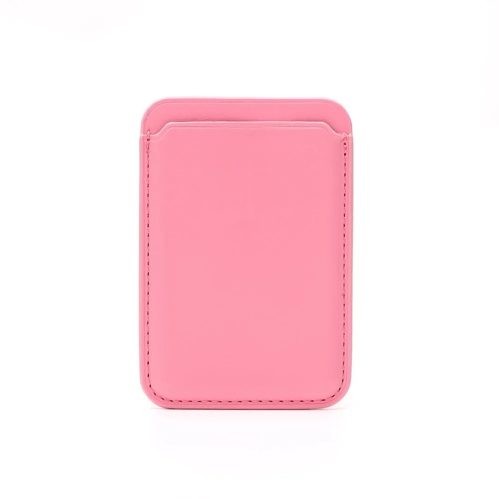 Black MagSafe-compatible iPhone case with integrated magnetic card holder in PU leather