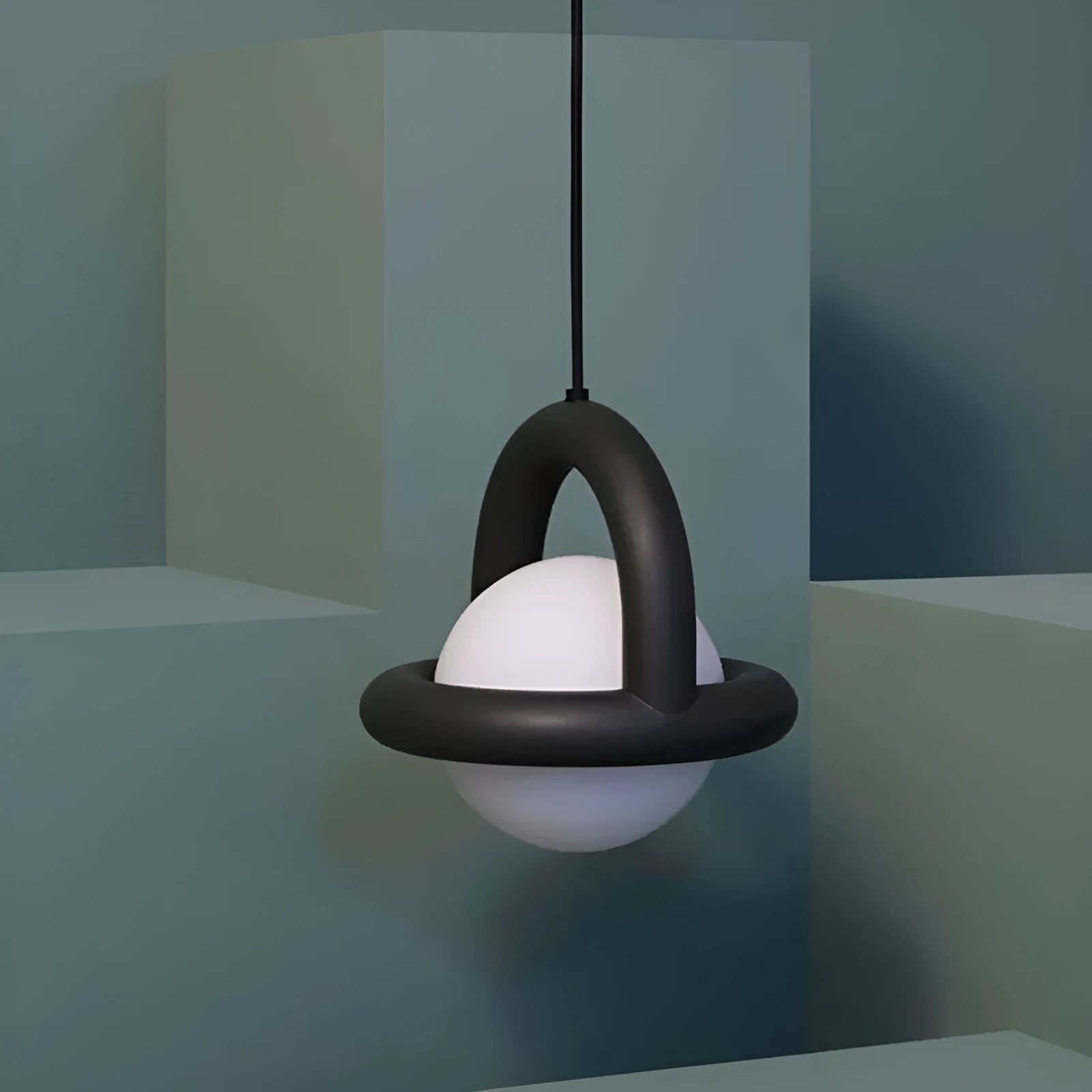 Nordic pendant lamp with adjustable cable in matte black, white, green or grey finish