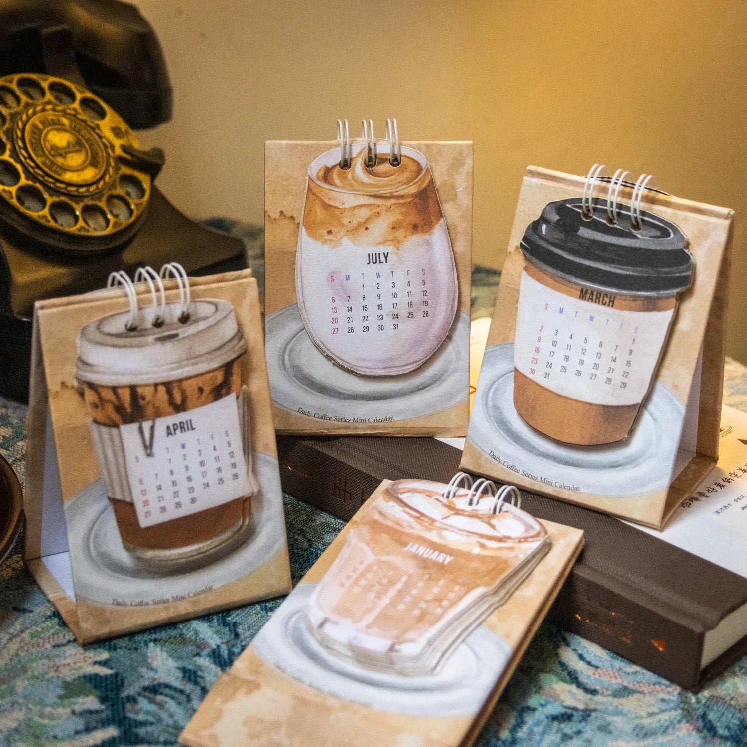 Coffee Time 2025 mini desk calendar with daily coffee design pages