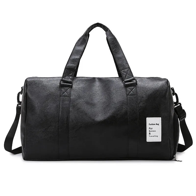 Dry wet separation fitness shoulder messenger bag in waterproof PU material with breathable lining