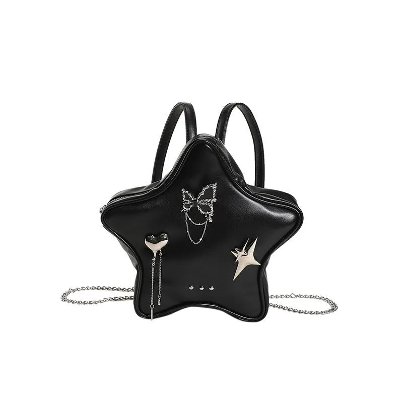 Women's soft PU messenger bag convertible to mini backpack in black, white, or silver colours