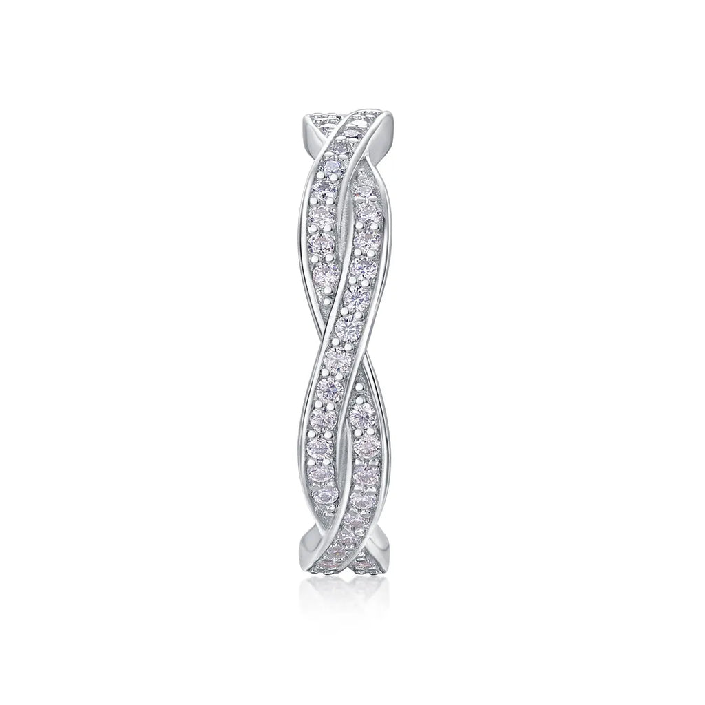 Moissanite wedding ring set in S925 silver with platinum plating, sizes 5-9, includes GRA certificate and gift box.