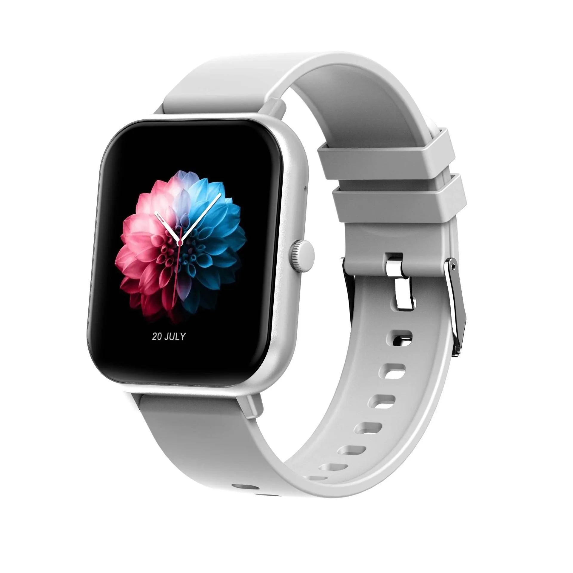 Bluetooth smart watch with AI voice control and heart rate monitor on wrist, shown in black colour.