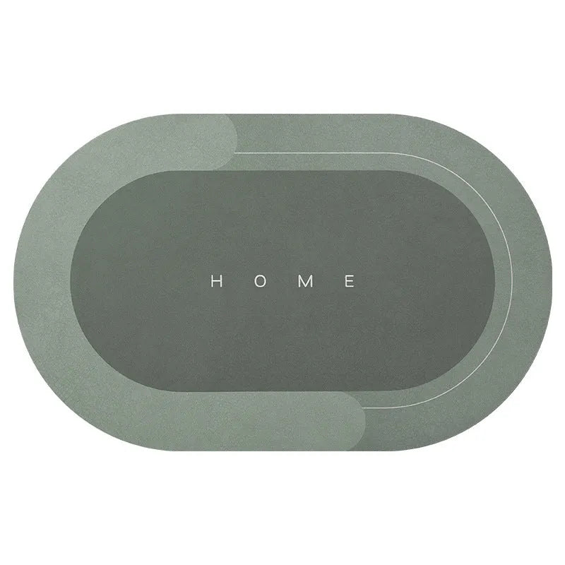 Diatomite bath mat with natural rubber backing in Baikal blue colour, oval shape