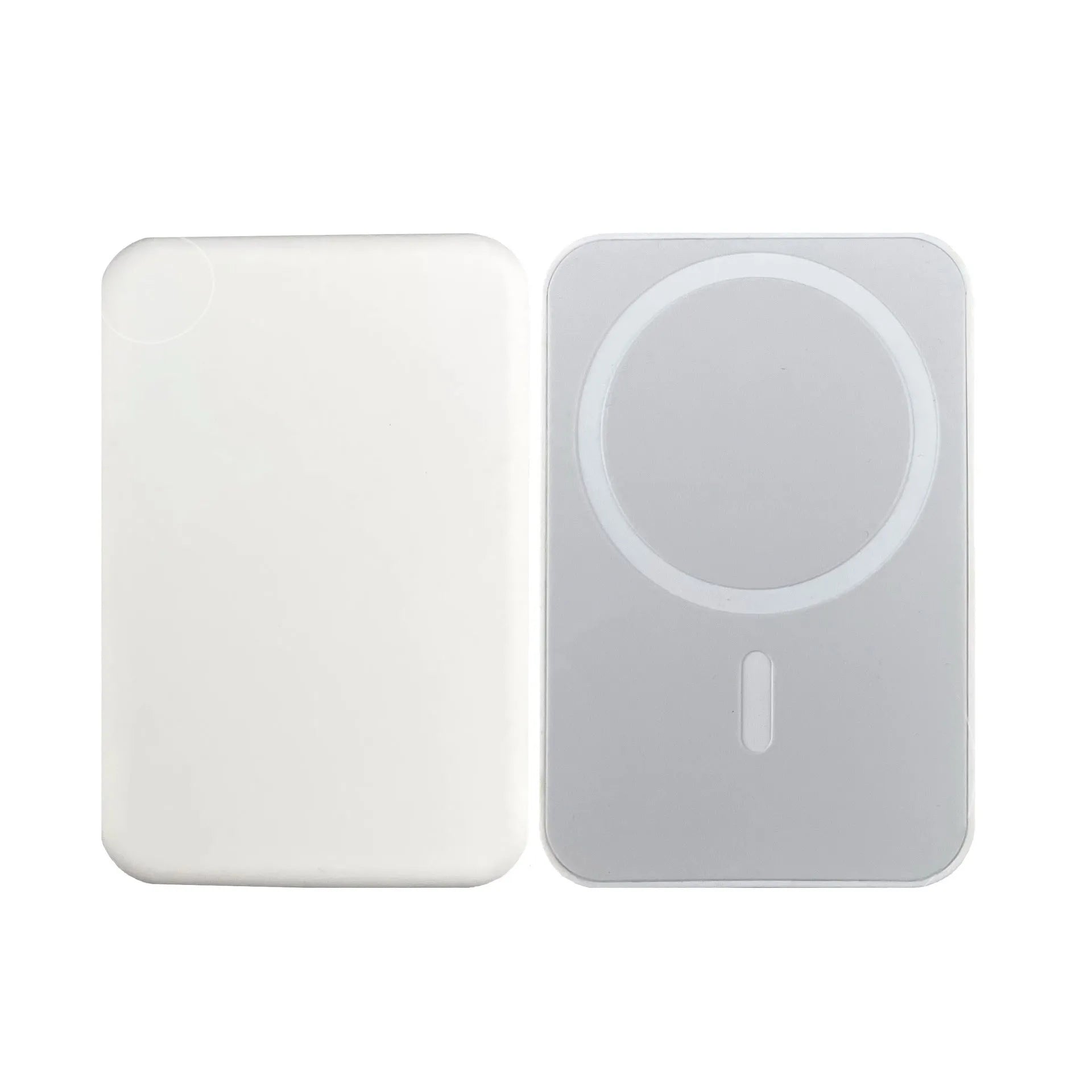 White magnetic wireless charger power bank showing creative design with 5000mAh capacity