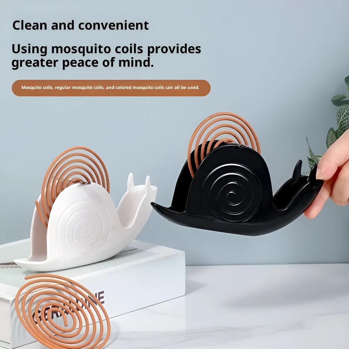 Plastic single-layer mosquito incense holder in black or white with animal-style design for bedroom use