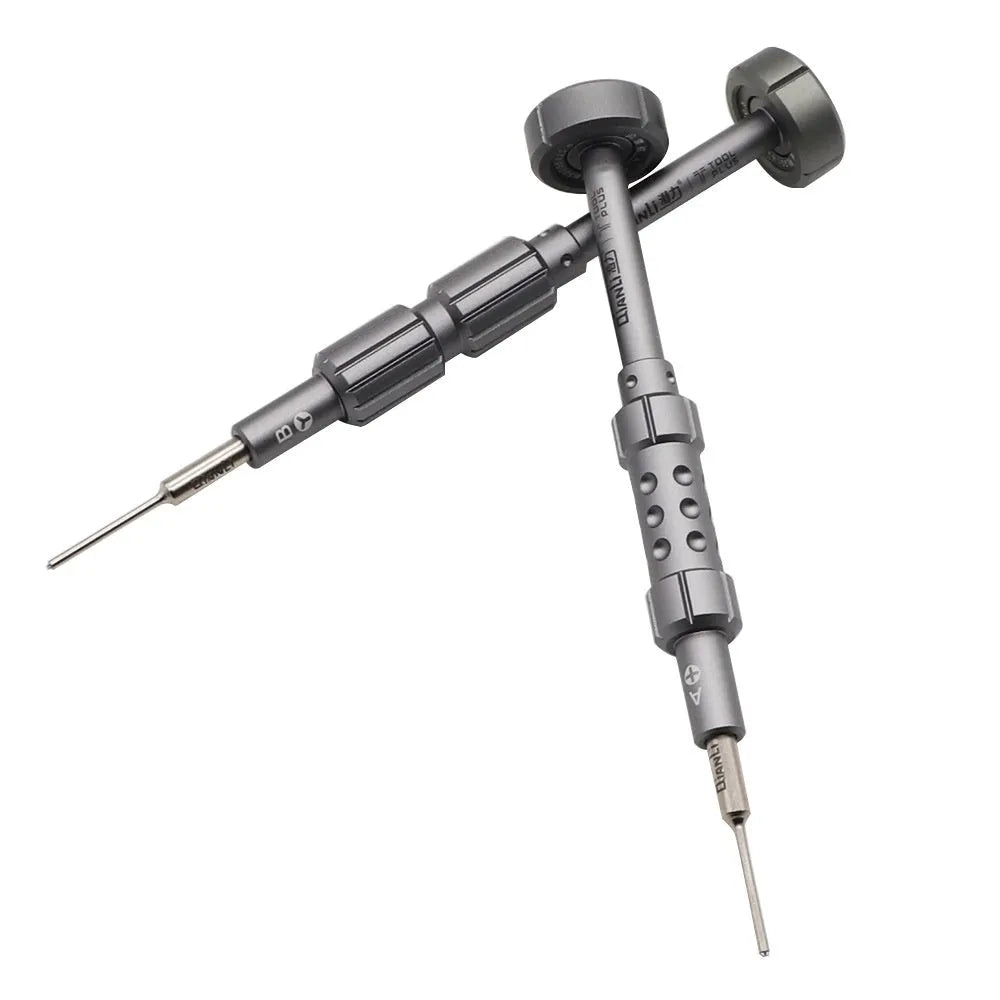 iPhone repair screwdriver with grenade-shaped aluminium handle and T2 cross triangle screw bit