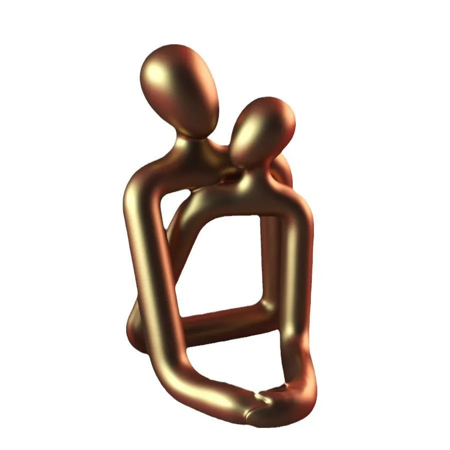 Modern simple style resin couple statue in milky white or gold finish for bookshelf decor