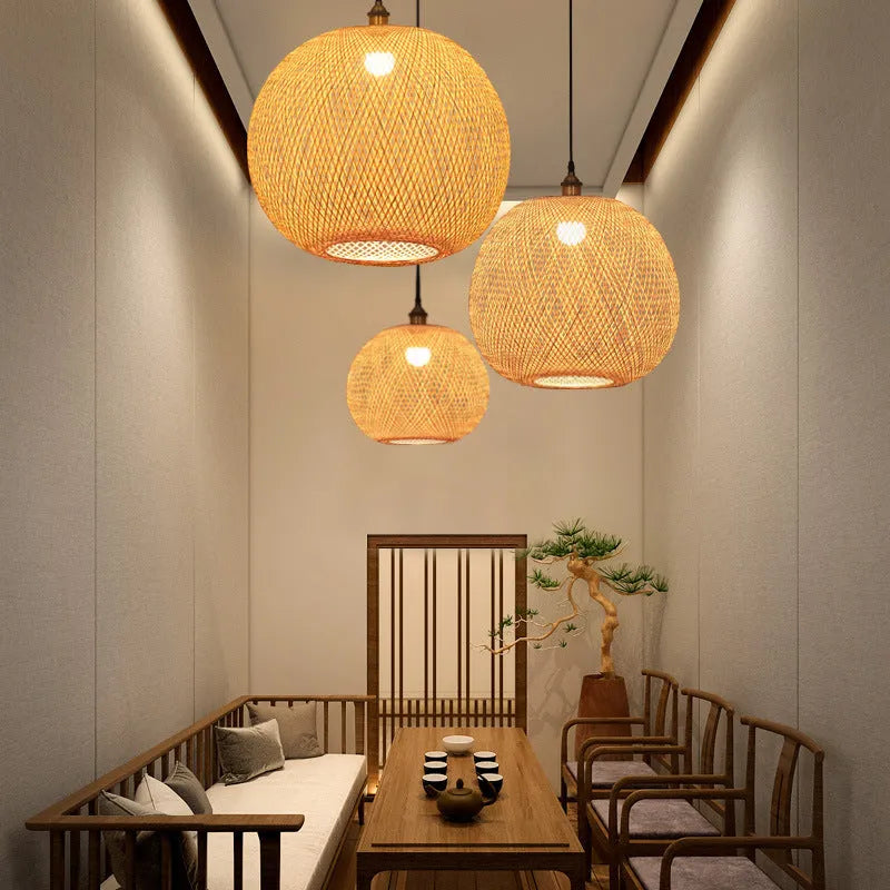 Pastoral ceiling chandelier with 20cm to 55cm diameter options and three-head combinations, 220V, for bedroom or tea room