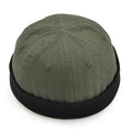 Cotton brimless skullcap sailor cap in Army Green with 12cm depth and 54-58cm circumference for men and women.
