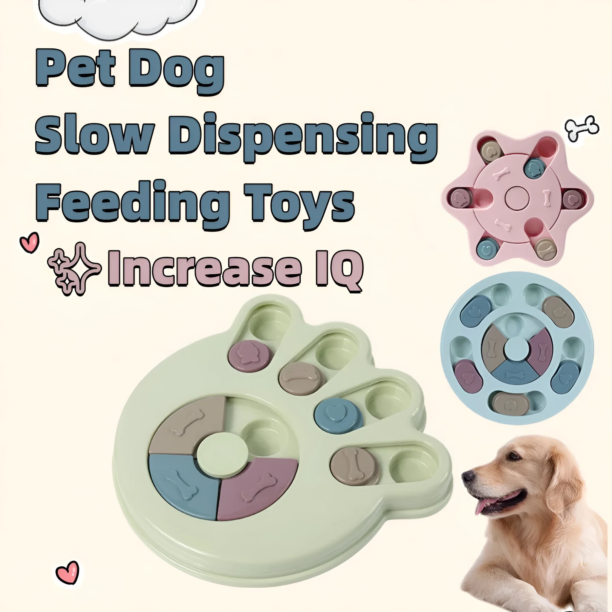 Colourful dog puzzle slow feeder toy with non-slip base and screw reinforcement for small and medium pets
