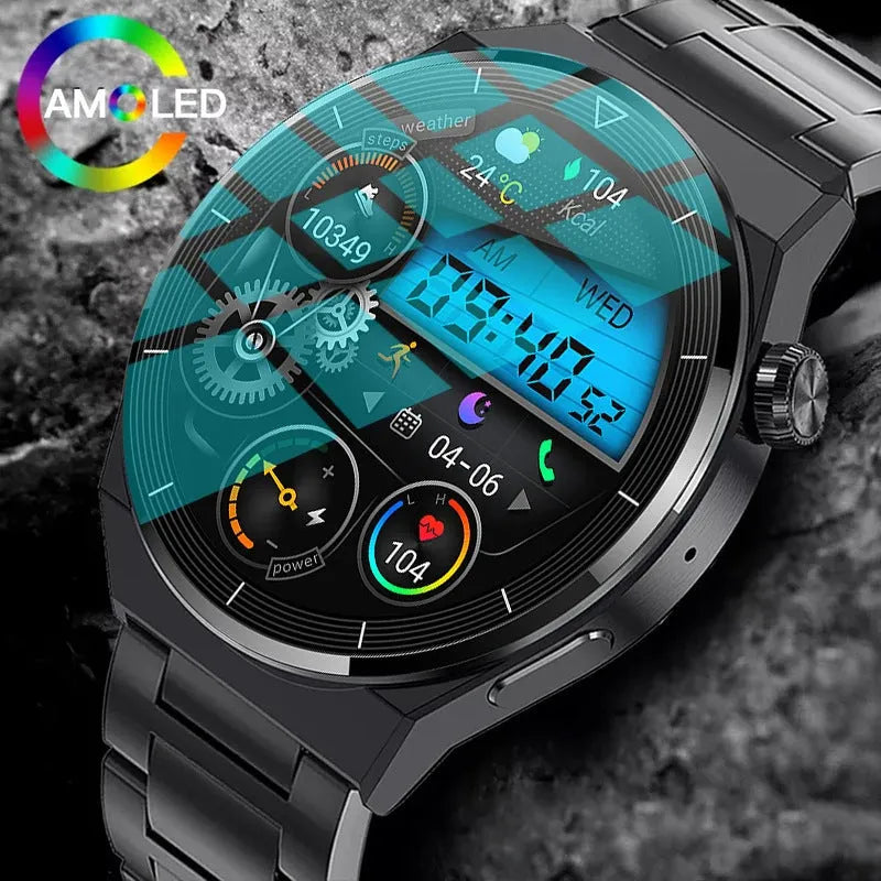 Black silicone strap silver case smartwatch with Bluetooth calling and health monitoring display