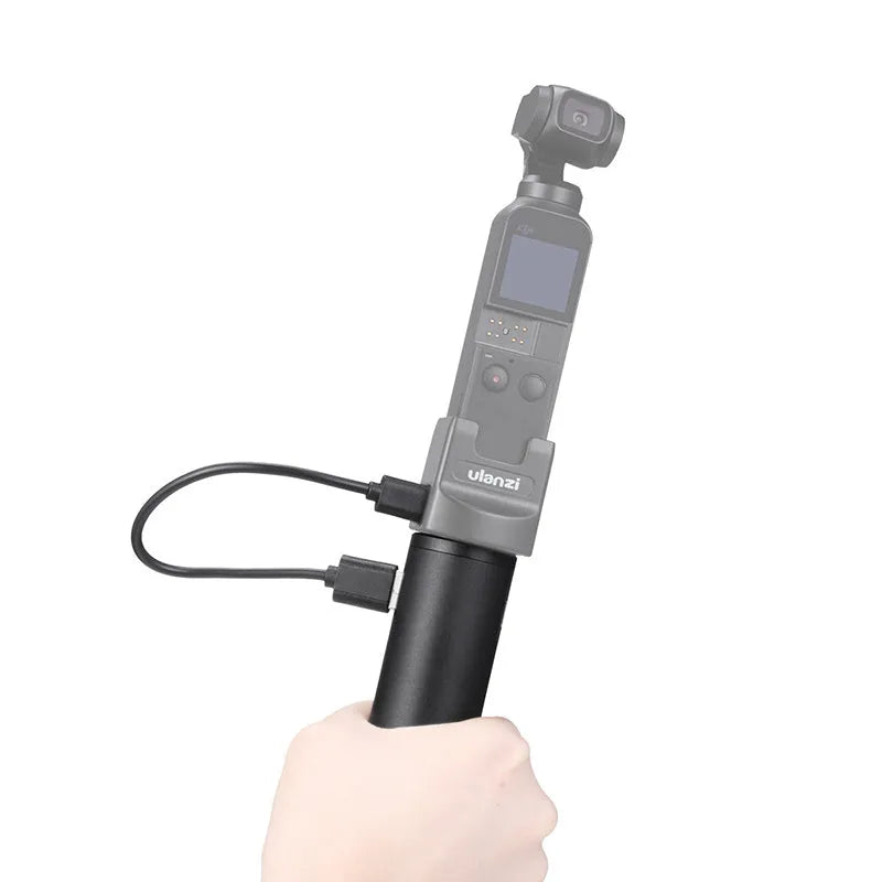Black aluminium alloy portable charging handle with integrated carry handle, showing compact size.