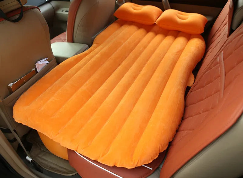 Ultra-thickened flocking cloth car inflatable bed with two pillows and storage bag