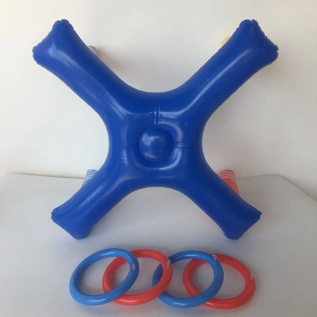 Inflatable ferrule toys set in blue and green PVC rings for parent-child throwing game