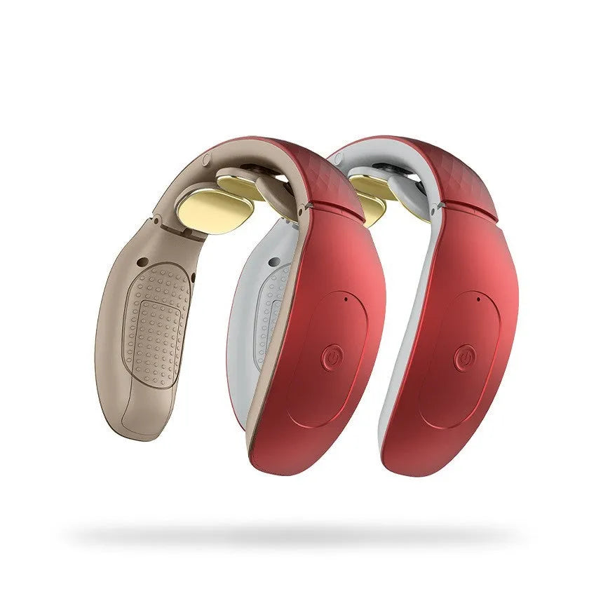 Red and white intelligent cervical massager with three contact points for neck back waist relief