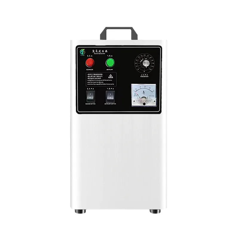 Stainless steel and white ozone generator for fruit and vegetable treatment with air-cooled system