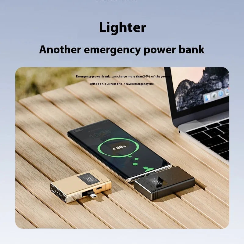Metal power bank lighter in Dark Night Green with Apple and Type C charging ports