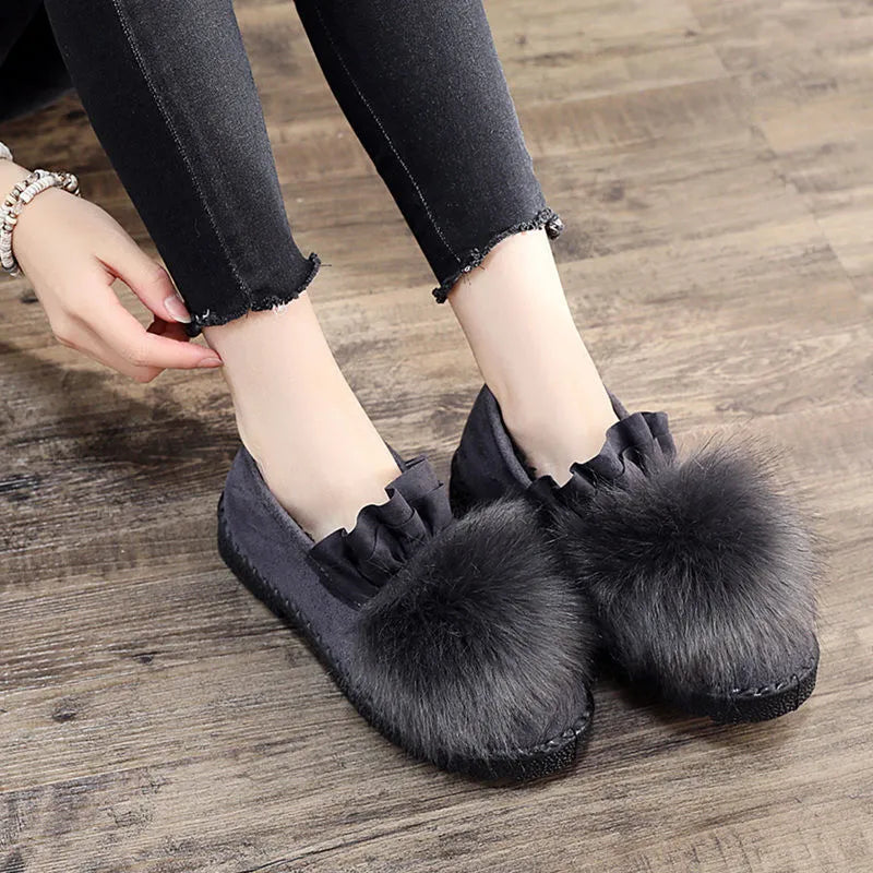 Women's cotton fleece winter beanie slippers, high top, round toe, rubber sole, available in black and grey
