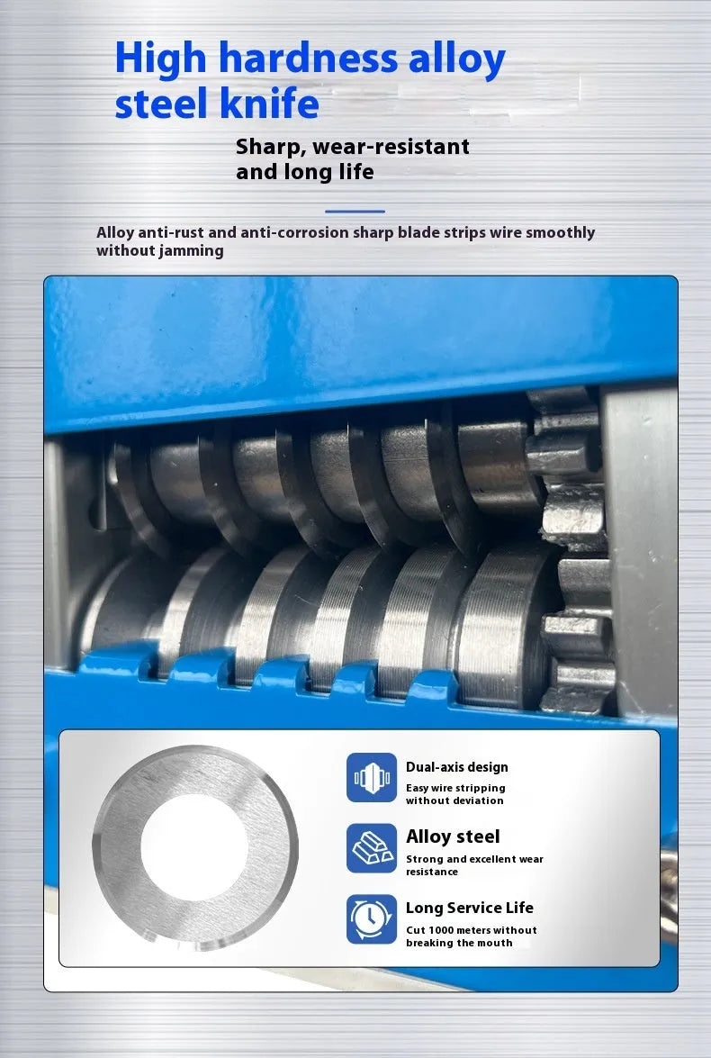 SD-017 manual handheld wire stripping machine shown from the side.