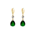 Emerald green geometric teardrop alloy earrings with drop design