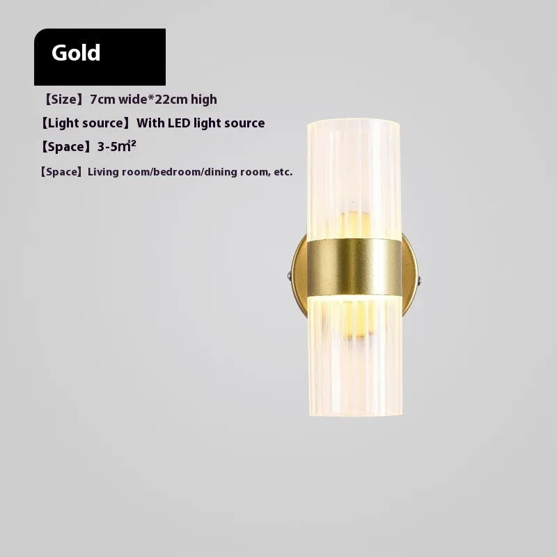 Round tube LED wall lamp black gold finish up and down light iron acrylic modern simple
