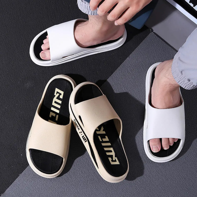 Summer cool PVC flip flops in green black colour for outdoor casual wear