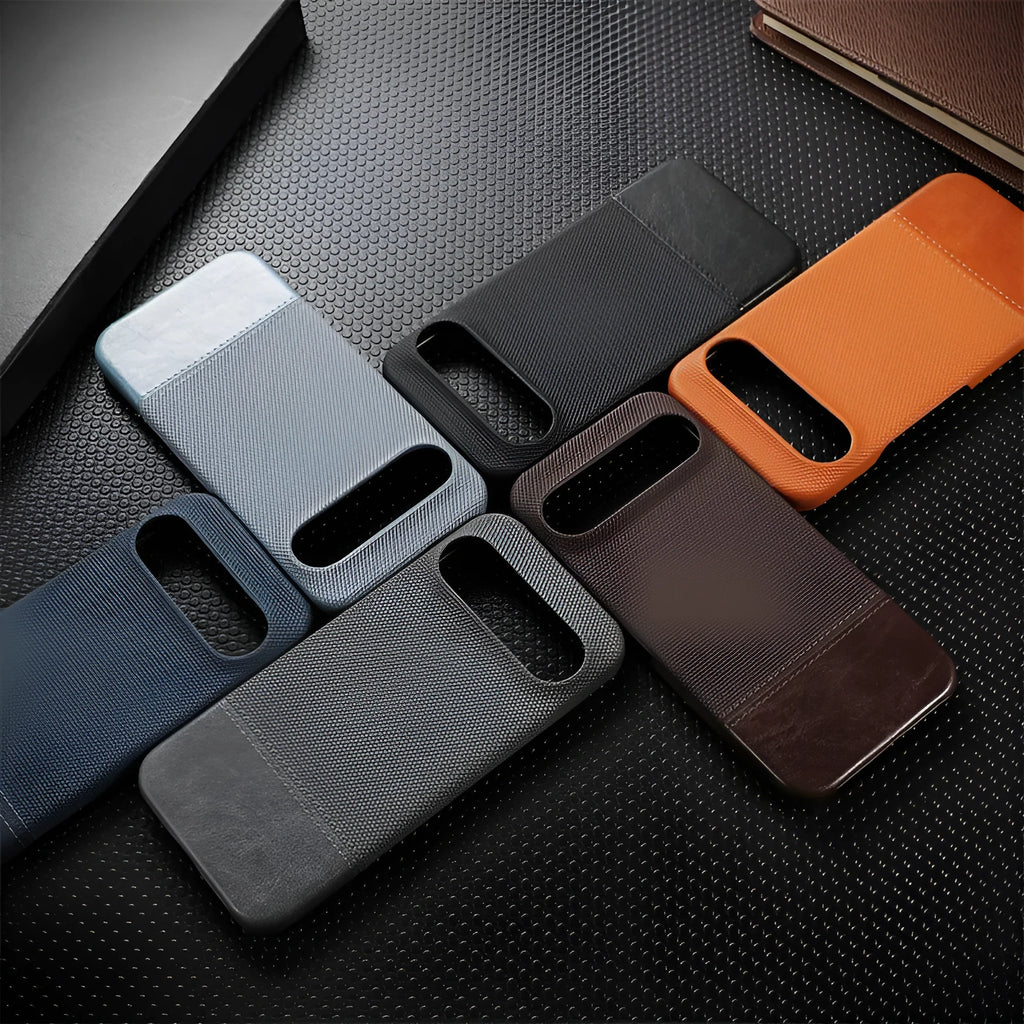 Anti-fall stitching lambskin leather phone case for Google Pixel in plaid pattern