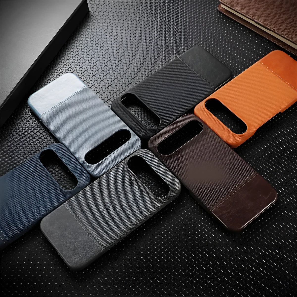 Anti-fall stitching lambskin leather phone case for Google Pixel in plaid pattern