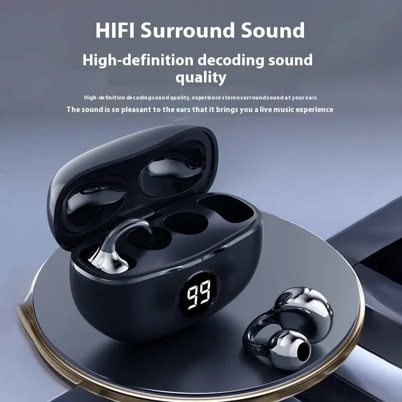 D151 wireless bone conduction Bluetooth headset with digital display, apricot colour, sports style