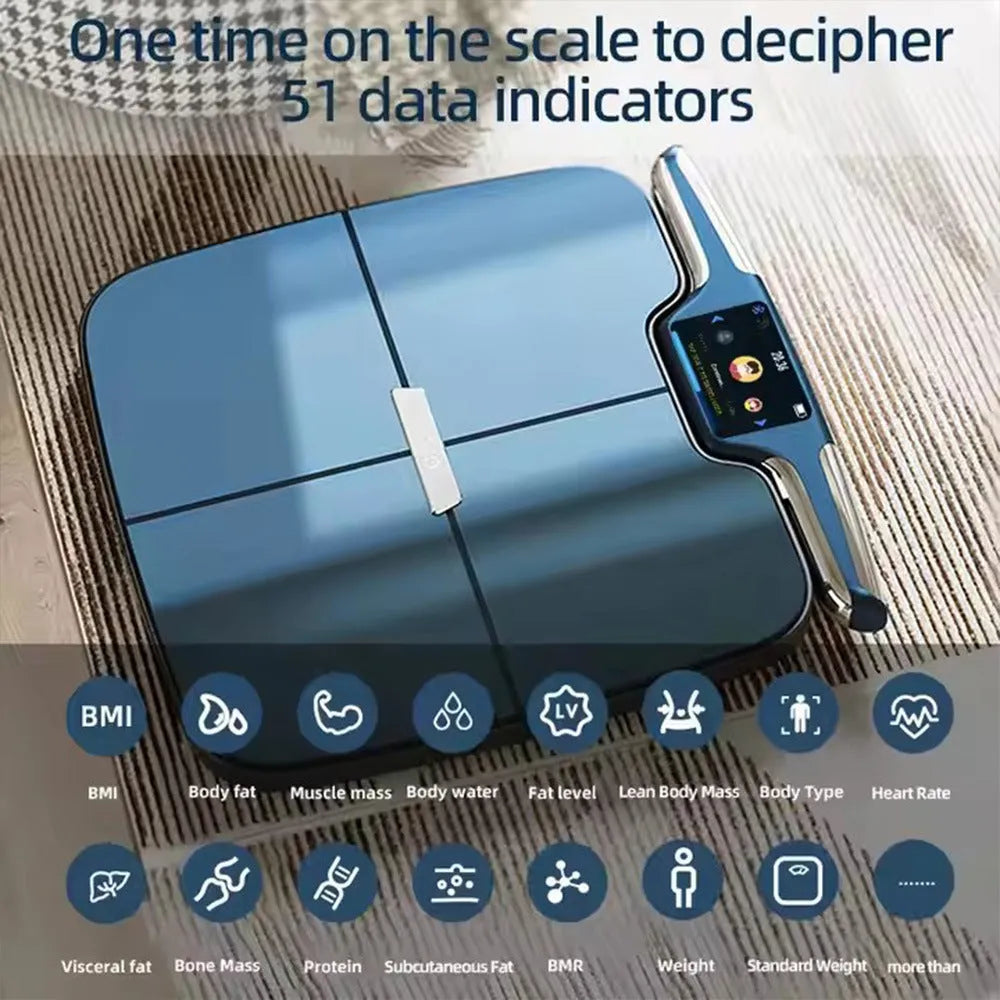 Black eight-electrode intelligent body fat and composition weighing scale