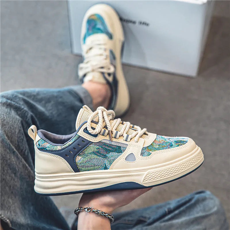 Men's canvas casual shoes in beige colour with flat heel and round toe design