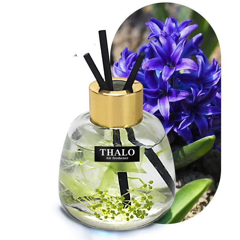 Glass bottle car fragrance ornament with loose incense for vehicle scent control