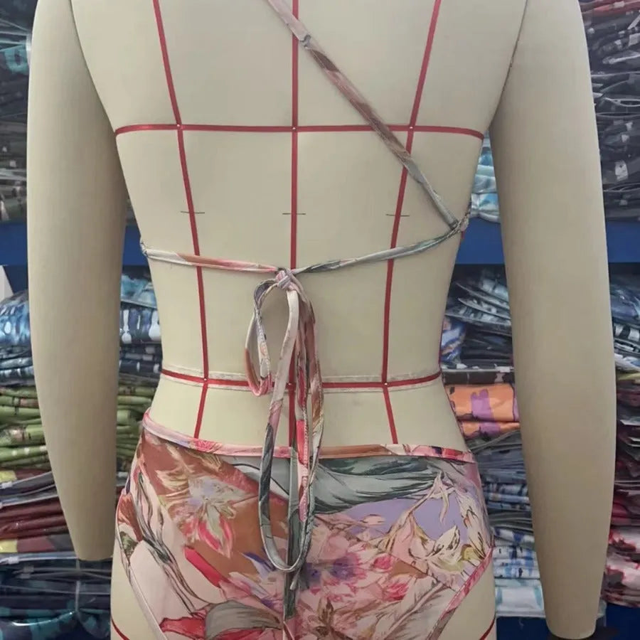 Women's rose gold patterned swimsuit made from polyester fibre in various sizes