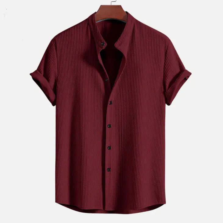 Men's loose fit short sleeve casual summer shirt in a light blue colour