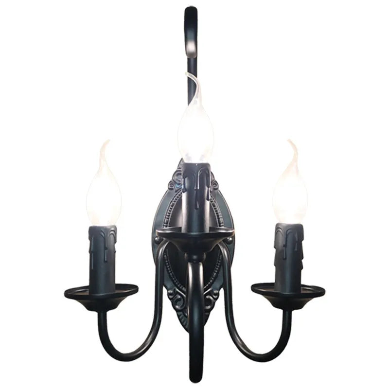 Black iron double-headed retro French wall lamp with European style