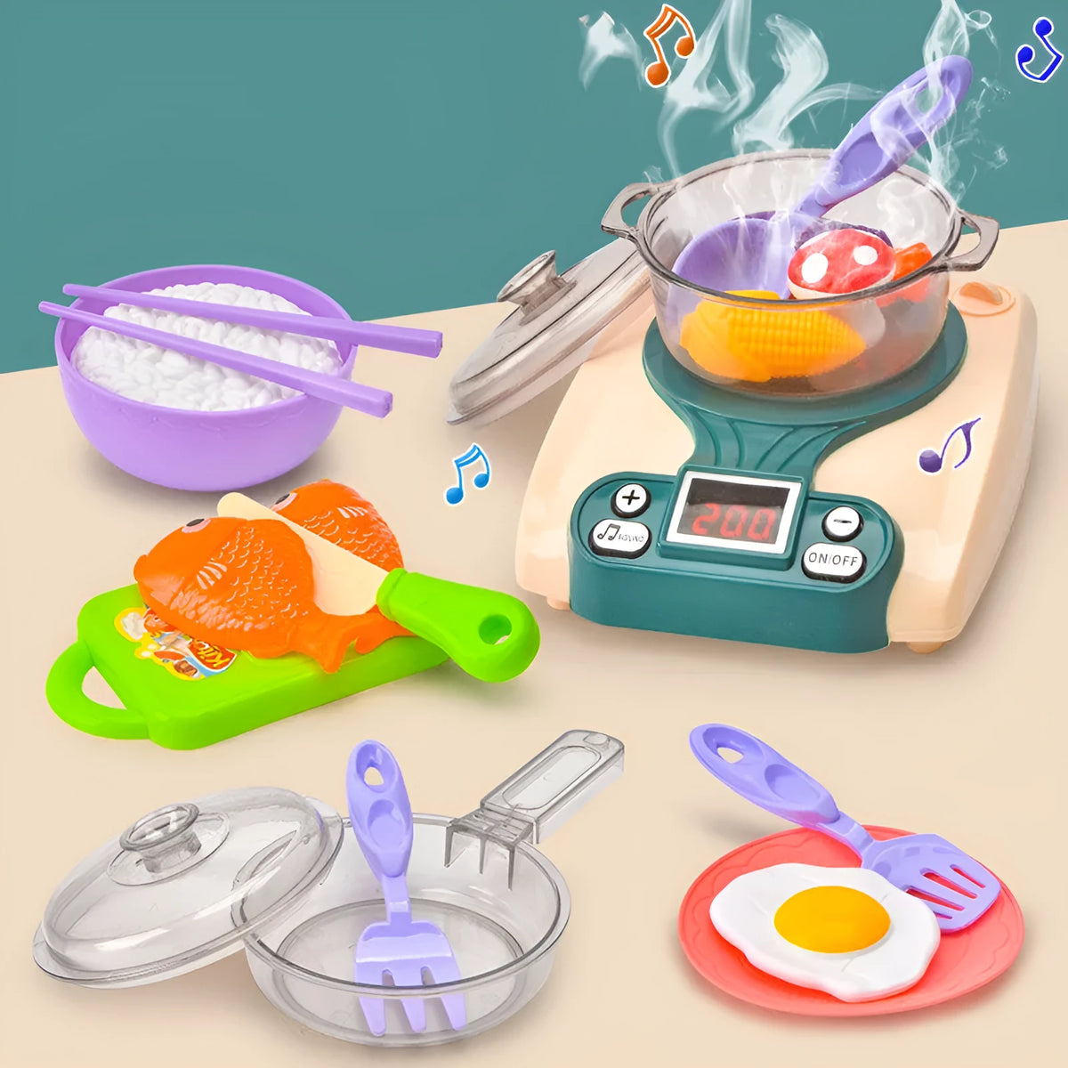 Blue plastic play house induction cooker simulation toy for infant girls aged 0-3 years
