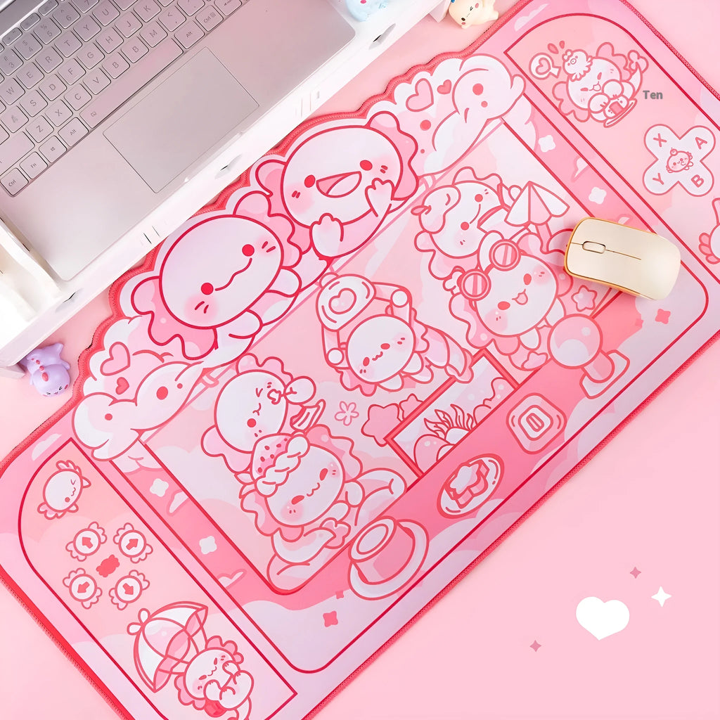 Hexagonal dragon crane machine anime design large cloth gaming mouse pad 75x40cm with wrist support