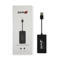 Black Wireless CarPlay USB dongle for connecting iPhone to Android car stereo systems.