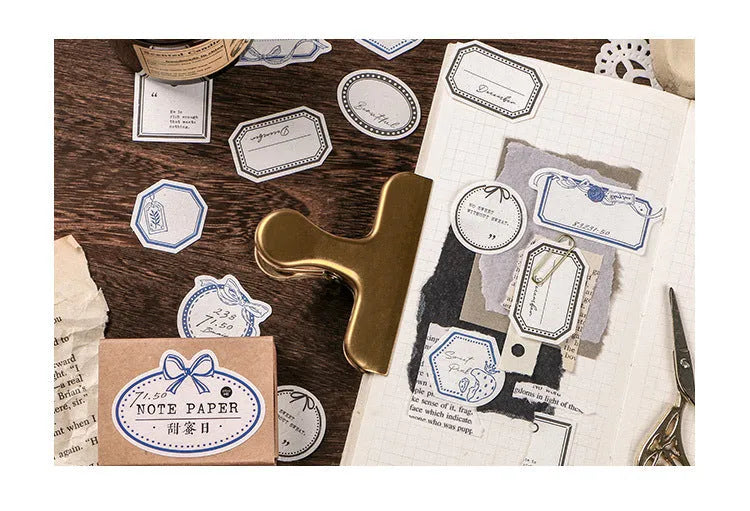 Mini Label Series Retro Hand Account DIY Decoration Base Paper 45 Sheets, specialty paper, 62x45mm, four-colour printing, kraft paper box