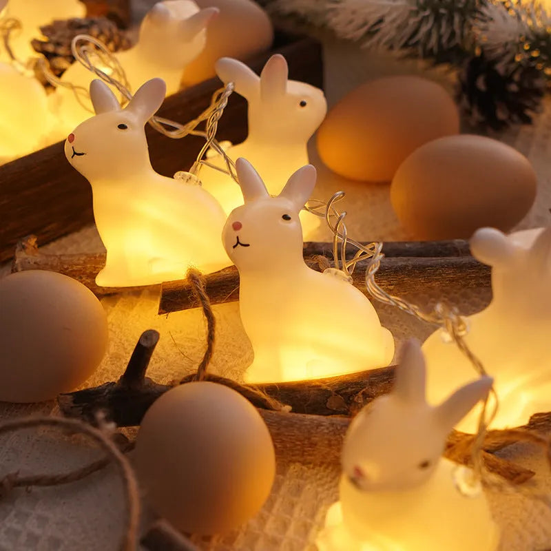 Easter plastic egg lamp string with 10 warm white lights on 1.5m wire, Cross or Smile style